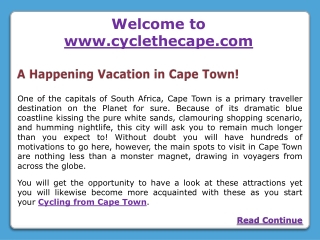 A Happening Vacation in Cape Town