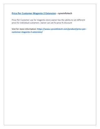 Price Per Customer Magento 2 Extension