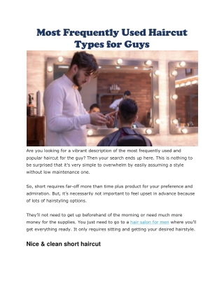 Hair salon for men