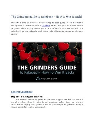 The Grinders guide to rakeback - How to win it back?