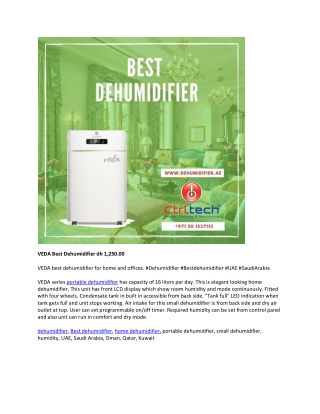 VEDA best dehumidifier for home and offices.