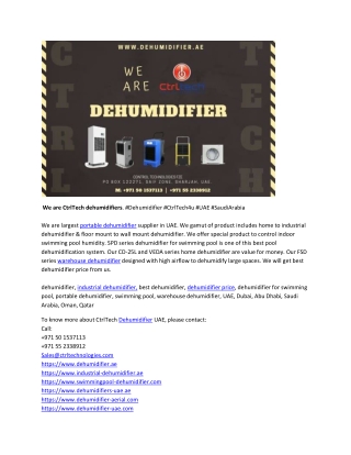 We are CtrlTech dehumidifiers. #Dehumidifier #CtrlTech4u #UAE #SaudiArabia We are largest portable dehumidifier supplie