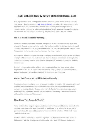 Halki Diabetes Remedy Review