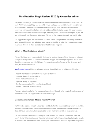 Manifestation Magic Review