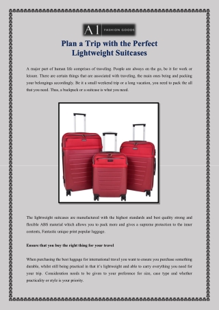 Plan a Trip with the Perfect Lightweight Suitcases
