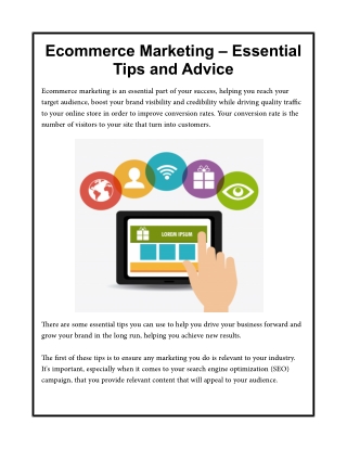 Ecommerce Marketing – Essential Tips and Advice