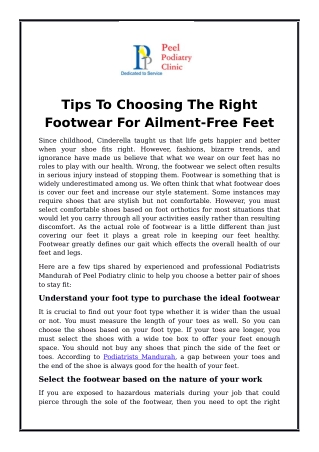 Tips To Choosing The Right Footwear For Ailment-Free Feet
