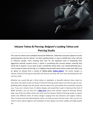 Inksane Tattoo & Piercing: Belgium’s Leading Tattoo and Piercing Studio
