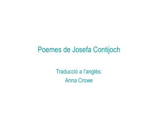 Poemes de Josefa Contijoch