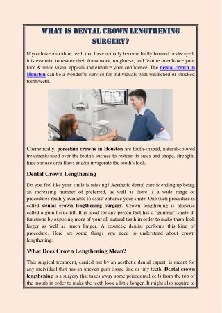WHAT IS DENTAL CROWN LENGTHENING SURGERY?