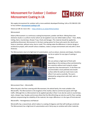 Microcement coating in UK