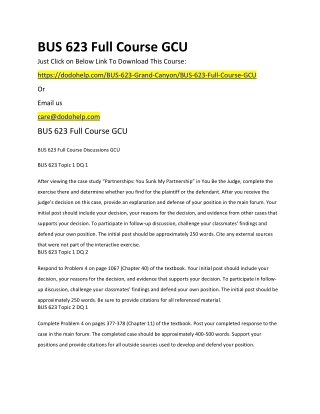 BUS 623 Full Course GCU