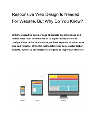 Responsive Web Design Is Needed For Website. But Why Do You Know?