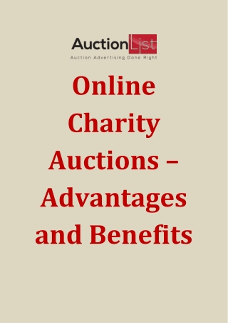 Online Charity Auctions – Advantages and Benefits