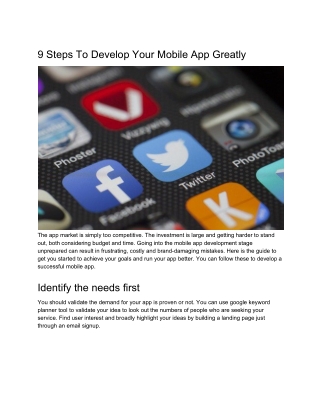9 Steps To Develop Your Mobile App Greatly
