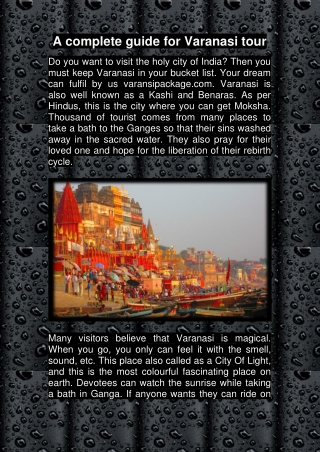 A complete guide for Varanasi tour