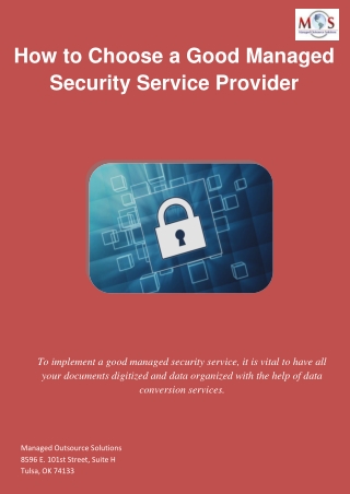 How to Choose a Good Managed Security Service Provider