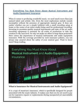 Everything You Must Know About Musical Instrument and Audio Equipment Insurance