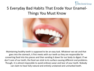 5 EVERYDAY BAD HABITS THAT ERODE YOUR ENAMEL- THINGS YOU MUST KNOW