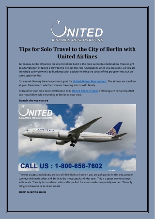 Tips for Solo Travel to the City of Berlin with United Airlines