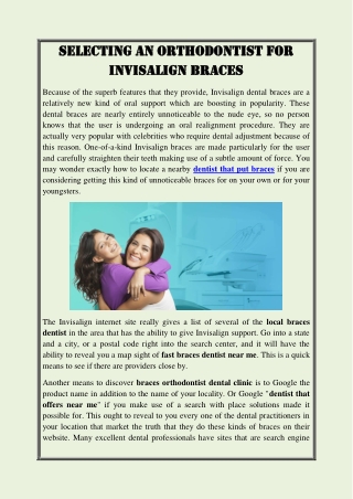 Selecting An Orthodontist For Invisalign Braces
