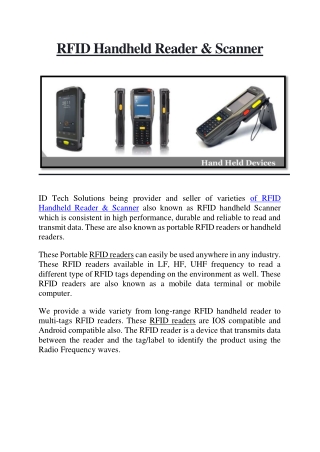 RFID Handheld Reader & Scanner India | Portable HF/UHF/NFC Reader