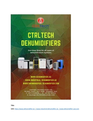 CtrlTech is largest dehumidifier supplier in UAE.