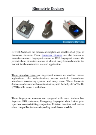Biometric Devices India | USB Fingerprint Scanner Reader | Gurgaon Delhi