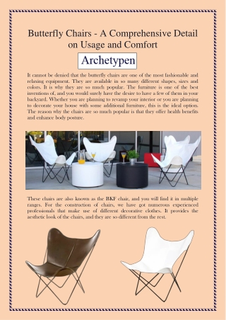 Butterfly Chairs - A Comprehensive Detail on Usage and Comfort