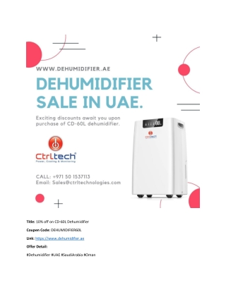 Great offer on CD-60L portable Dehumidifier which will be valid in UAE, Oman, Qatar, Kuwait and Saudi Arabia. https://w