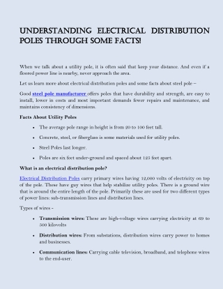 Understanding electrical distribution poles through some facts!