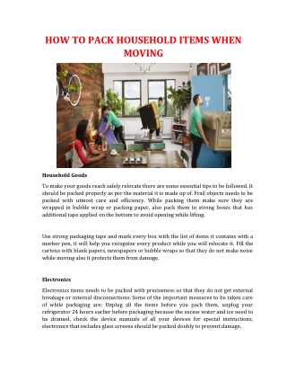 HOW TO PACK HOUSEHOLD ITEMS WHEN MOVING