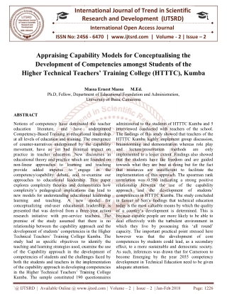 Appraising Capability Models for Conceptualising the Development of Competencies amongst Students of the Higher Technica