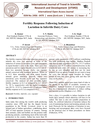 Fertility Response Following Induction of Lactation in Infertile Dairy Cows