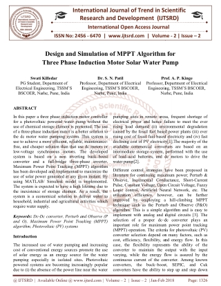 Design and Simulation of MPPT Algorithm for Three Phase Induction Motor Solar Water Pump