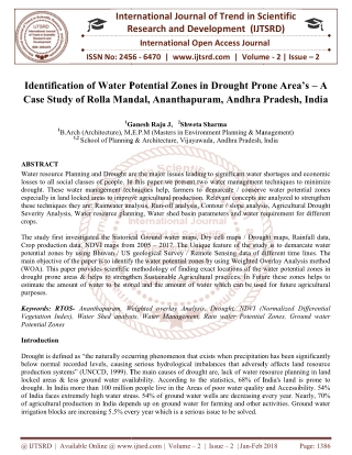 Identification of Water Potential Zones in Drought Prone Area's - A Case Study of Rolla Mandal, Ananthapuram, Andhra Pra