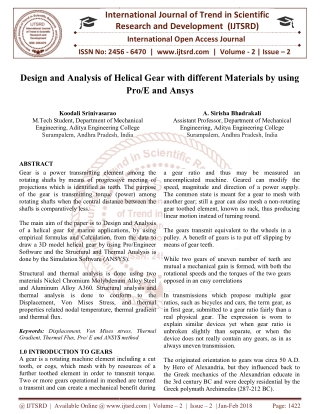 Design and Analysis of Helical Gear with different Materials by using Pro E and Ansys