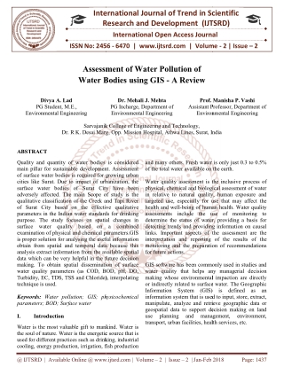 Assessment of Water Pollution of Water Bodies using GIS A Review