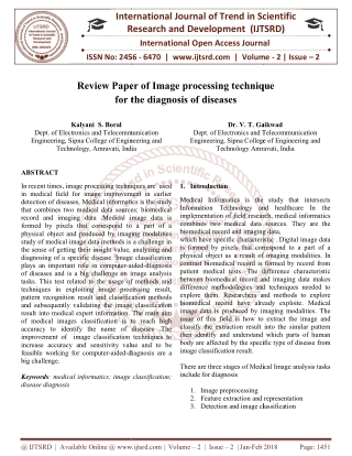 Review Paper of Image processing technique for the diagnosis of diseases