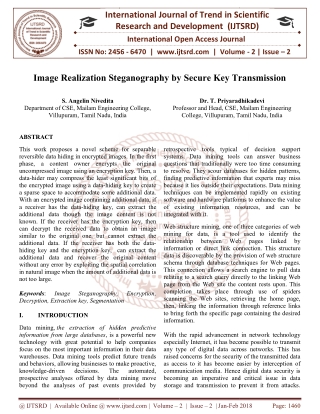 Image Realization Steganography by Secure Key Transmission