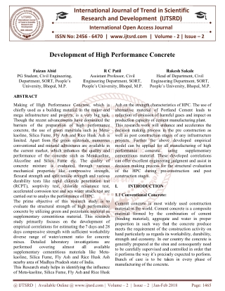 Development of High Performance Concrete