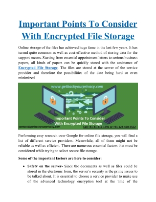 Important Points To Consider With Encrypted File Storage