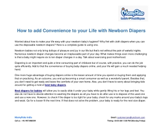 How to add Convenience to your Life with Newborn Diapers