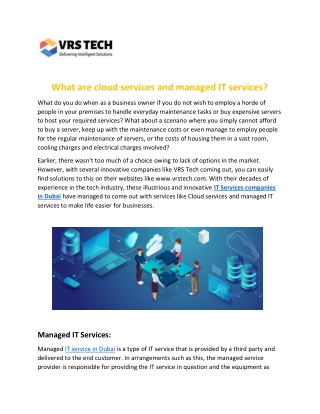 What are cloud services and managed IT services?