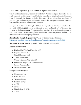 Significant Growth Foreseen by Prebiotic Ingredients Market During 2019-2029