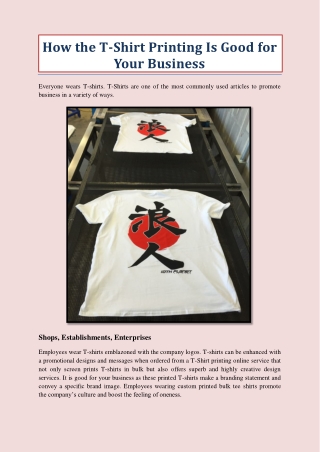 How the T-Shirt Printing Is Good for Your Business
