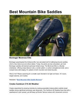 Best Mountain Bike Saddles