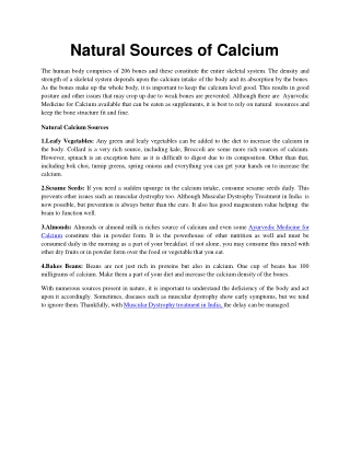 Natural Sources of Calcium