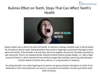 Bulimia Effect on Teeth, Steps That Can Affect Teeth’s Health