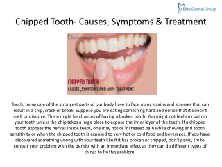 Chipped Tooth- Causes, Symptoms & Treatment